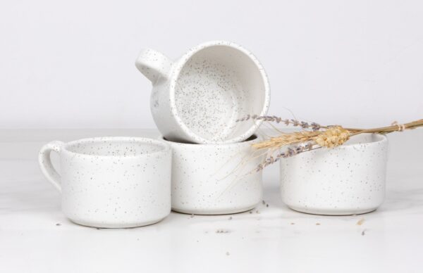 Durable Stacking Teacups Set of 4 - Heartland with Speckled Finish - Image 2