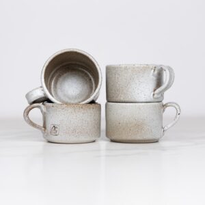 Durable Stacking Teacups Set of 4 - Color Folk Farm with Speckled Finish