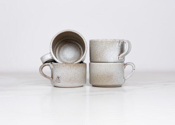 Durable Stacking Teacups Set of 4 - Color Folk Farm with Speckled Finish